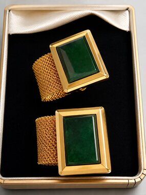 Gold-Tone Bracelet Jewelry Set in Vintage Box - Estate Find